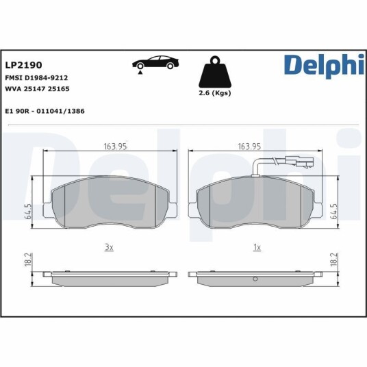 Bremseklosser DELPHI LP2190 Bremseklosser DELPHI LP2190