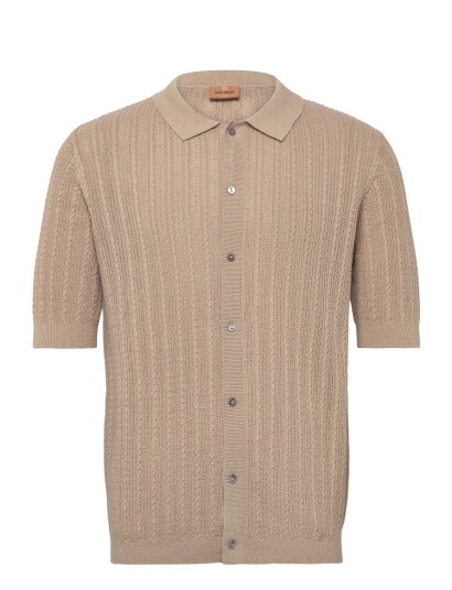 Mos Mosh Gallery Mmgdario Button Ss Polo Knit   Beige   XL