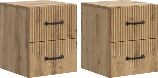  Vegghengt Nattbord 2 pcs Artisan eik 34,5 x 33 x 40 cm