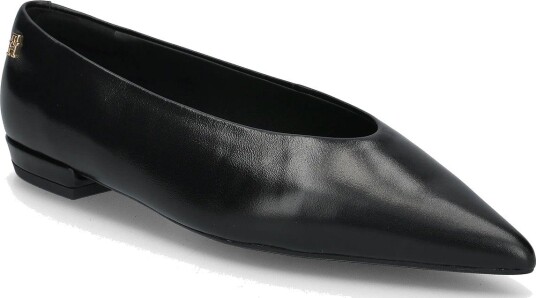 Tommy Hilfiger Pointy Toe Leather Ballerina BLACK 36