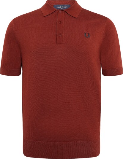 Fred Perry Cotton Knitted Shirt BRANDY XXL