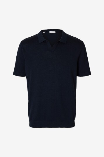 Selected HOMME   Genser slhMattis SS Knit Sun Open Polo   Blå