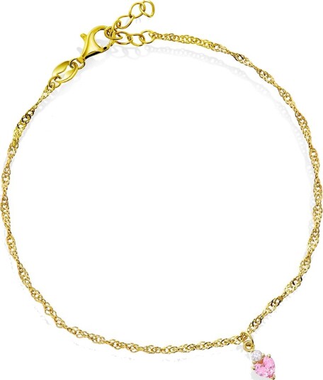 Pan Jewelry Ankelkjede til barn i 925 forgylt sølv med hjerte 20 cm