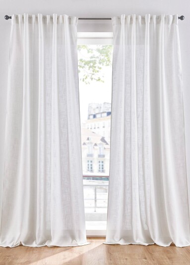 Bonprix Gardinlengde med resirkulert polyester lin-look 1-pack false