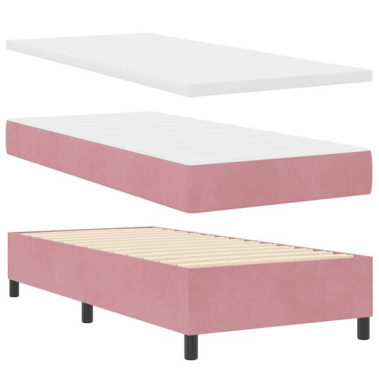 Bokspring Seng med Madrass Rosa 90x190 cm Fløyel