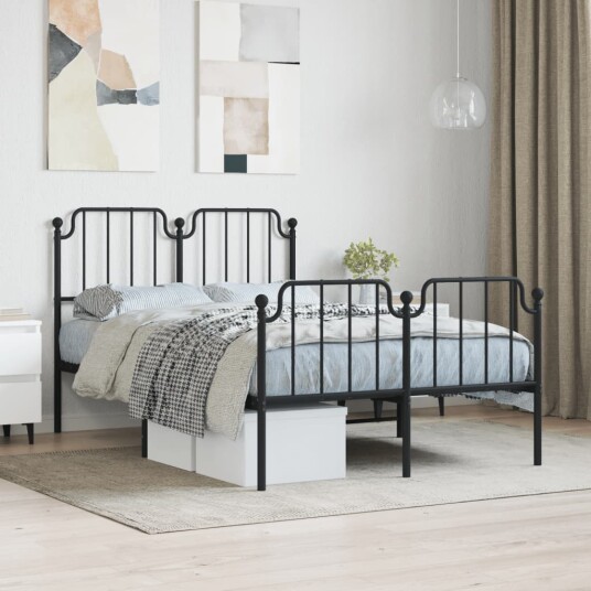 vidaXL Sengeramme i metall med hode- og fotgavl svart 120x190 cm 8721012212114