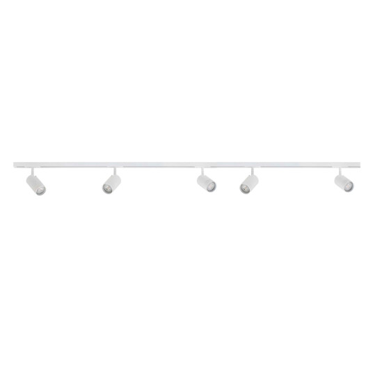 Antidark Designline Tube komplett 1,9 meter spotskinne med 5 spotter GU10 - Hvit
