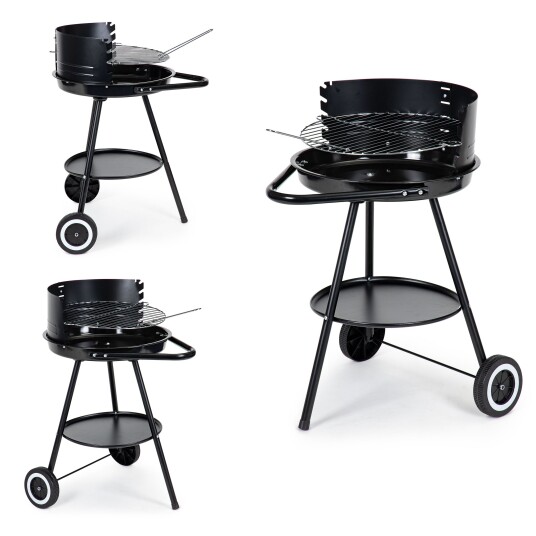 Rund Kullgrill med justerbar høyde på risten