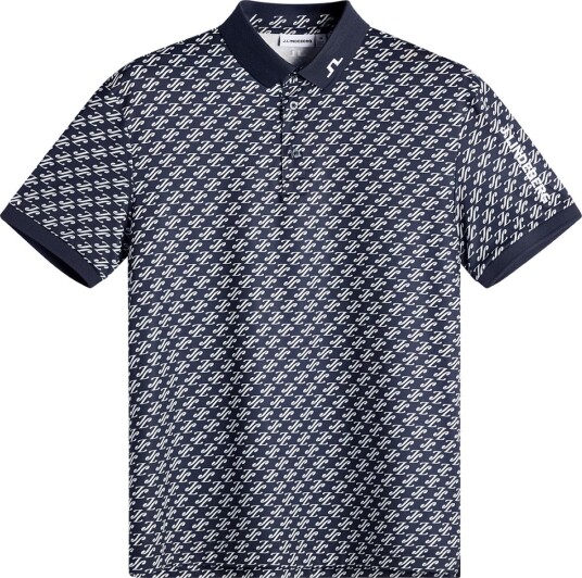 J.Lindeberg Tour Tech Print Polo Golf pologenser herre Cardi Jacquard S   JL Navy X Small