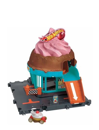 Hot Wheels City Downtown Ice Cream Swirl Playset From The Series “Let’s Race” With 1 Toy Car Blue One Size