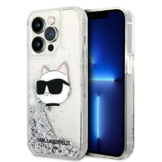 Karl Lagerfeld Glitter Choupette Hardcase til iPhone 14 Pro Max 6,7" Sølv