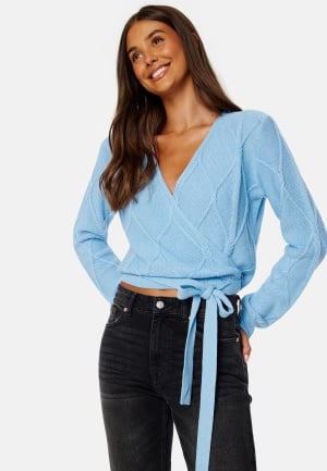 BUBBLEROOM Paulina wrap knit cardigan Light blue M BUBBLEROOM Paulina wrap knit cardigan Light blue M