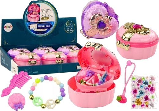 Leantoys Leantoys Sett Koffert Skrin Hjerte Boks Til Smykker Tilbehør Mix