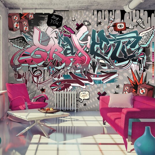 Fototapet Graffiti Hey You! 350x245 - Finnes i flere størrelser