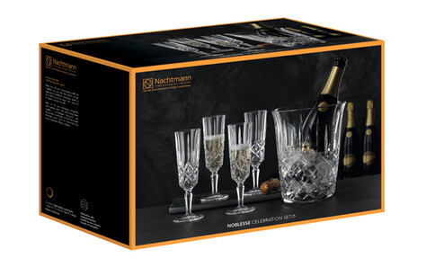 NACHTMANN Noblesse Sett med 4 champagne glass + 1 vinkjøler