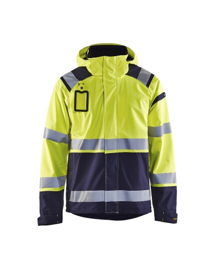 Skalljakke hivis gul/marineblå