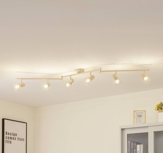 Lindby taklampe Piena beige 6 lyskilder metall 150 cm