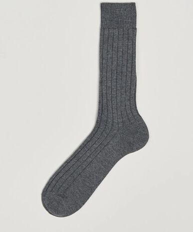 Bresciani Wool/Nylon Heavy Ribbed Socks Grey Bresciani Wool/Nylon Heavy Ribbed Socks Grey