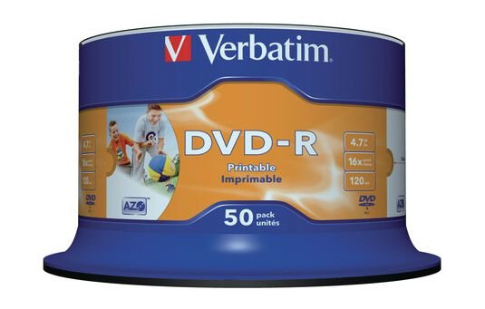 VERBATIM 16x DVD-R disc 4,7GB Wide Print Advanced AZO 50-pack Cake Box VERBATIM 16x DVD-R disc 4,7GB Wide Print Advanced AZO 50-pack Cake Box