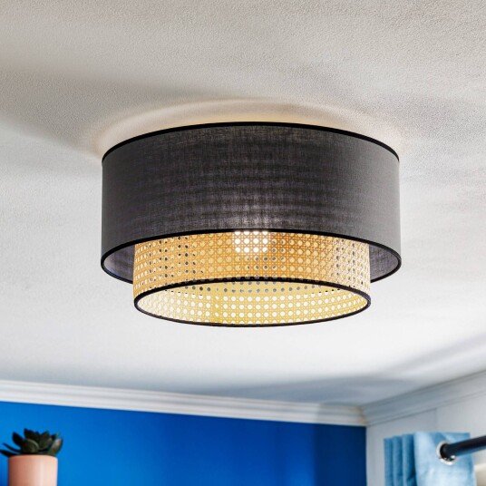 Duolla Taklampe Boho rotting tekstil svart/beige