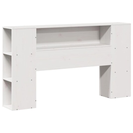 Seng med bokhylle uten madrass hvit 150x200 cm heltre furu 8721158606426