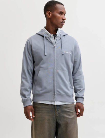 Jack & Jones Jornorrebro Emb Sweat Zip Hood Noos   Blue   S