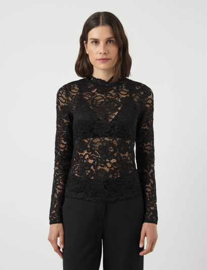 YAS Yaslacey Ls Lace Top S. Noos Black M YAS Yaslacey Ls Lace Top S. Noos Black M