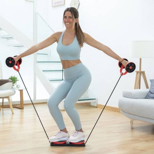 Magerulle med roterende skiver og elastiske bånd Magerulle med roterende skiver og elastiske bånd