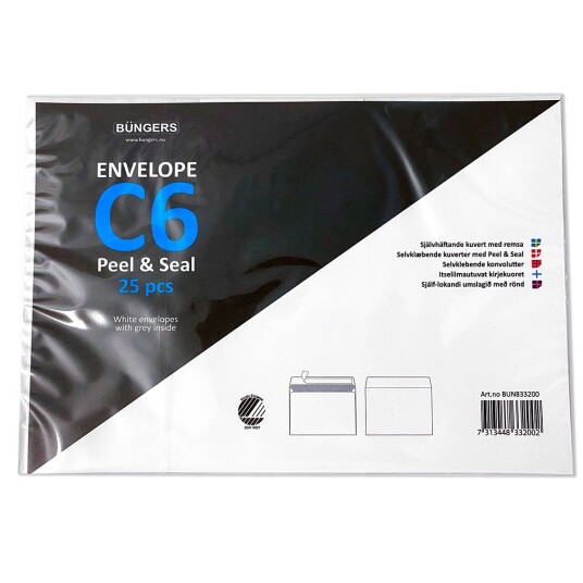 Sober C6 Envelope Peel & Seal - 25 stk.