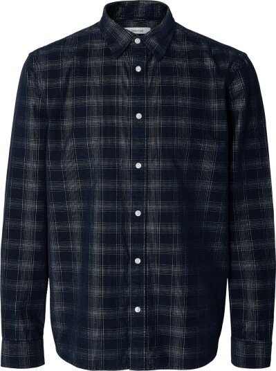 Selected Slmregclaus Cord Yd Check Ls Shirt   Navy   M