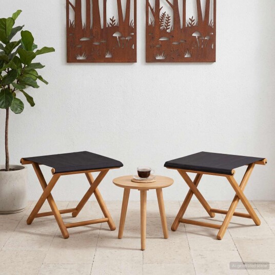 vidaXL Hage Stol 2 pcs Solid Eucalyptus Tre Svart