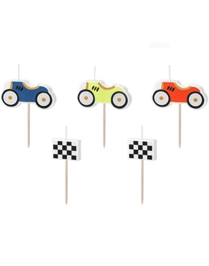 Partydeco 5 stk Kakelys med Racing Motiv
