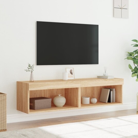 vidaXL TV-benk med LED 2 stk sonoma eik 60x30x30 cm 8721012257160 vidaXL TV-benk med LED 2 stk sonoma eik 60x30x30 cm 8721012257160
