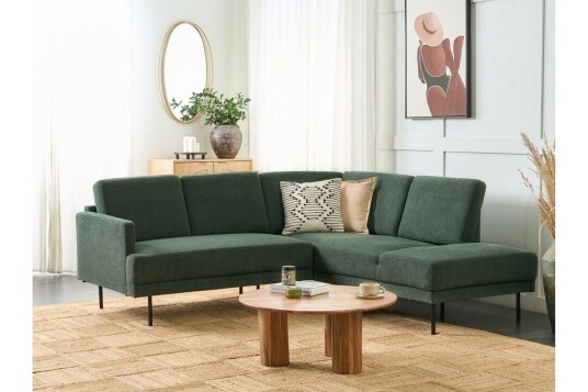 Deajna Hjørnesofa 4 seter Grønn/Svart