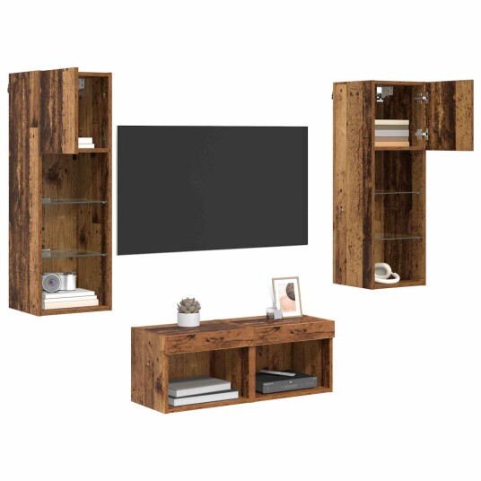 TV Veggskap 4 pcs Artisan Eik 40 x 30 x 30 cm Konstruert tre
