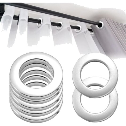 50 Stykker Plast Clip on Gardinmaljer Avtakbare Innvendige Gardinmaljeringer 33mm for Vindusgardin Dusj Garderobe Dør Sølv