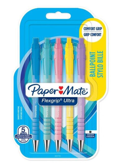 Paper-Mate Flexgrip Ultra Pastel Ballpoint Pens | Medium Point (1.0mm) | Black Ink | Pastel Barrels | 5 Count Paper-Mate Flexgrip Ultra Pastel Ballpoint Pens | Medium Point (1.0mm) | Black Ink | Pastel Barrels | 5 Count