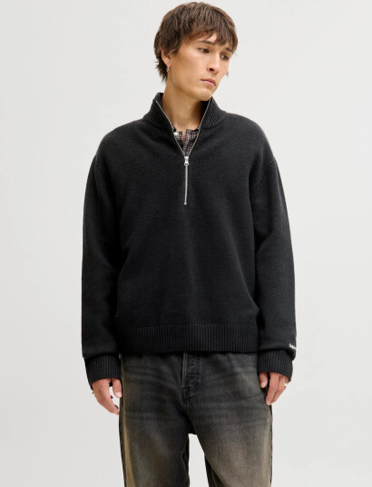 Jack & Jones Jornorrebro Knit Half Zip Sn - Black - M Jack & Jones Jornorrebro Knit Half Zip Sn - Black - M