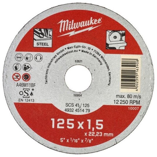 Milwaukee SCS 41 Contractor Kappeskive 125x1,5 mm, Maskintilbehør & forbruk