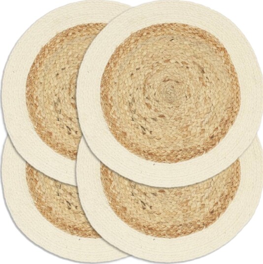 vidaXL Bordmatter 4 stk vanlig naturell 38 cm rund jute og bomull
