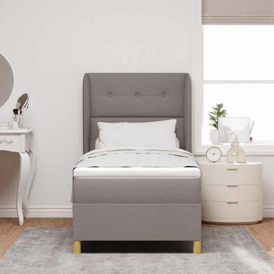 Rammemadrass med madrass Taupe 90x190 cm Stoff