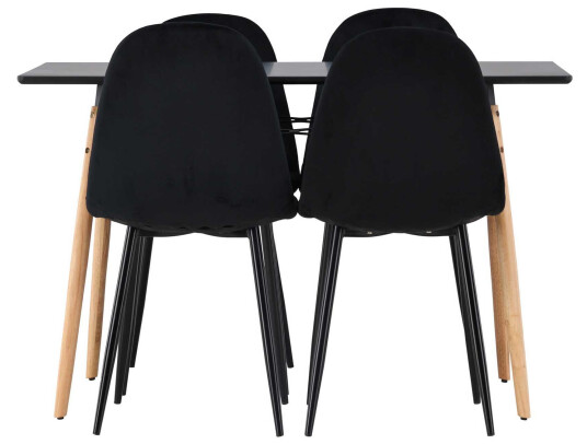 Venture Design Danburi & Polar spisegruppe Svart/svart 4 stoler & bord 120 x 60 cm