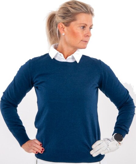 Cutter & Buck Oakville Crewneck Blå Golfgenser dame Navy Melange (554) X Large