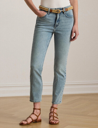 Lauren Ralph Lauren High-Rise Straight Ankle Jean - Blue - 36