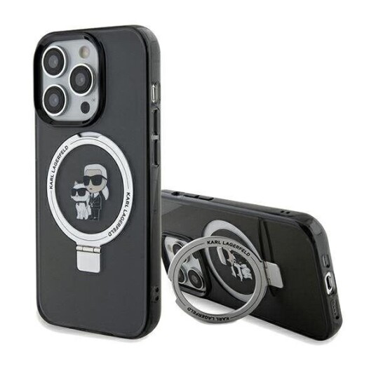 Karl Lagerfeld Hardcase med Ring Stativ for iPhone 13 Pro Max - Svart, MagSafe