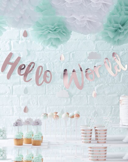 Rosè Gullfarget Banner 1,5 Meter   Hello World