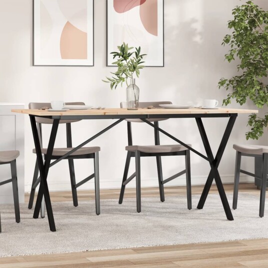Salongbord X-ramme 140x80x75 cm heltre furu og støpejern 3282698