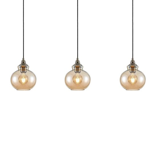 Lindby Tymoni glass-pendellampe, rav, 3 lyskilder