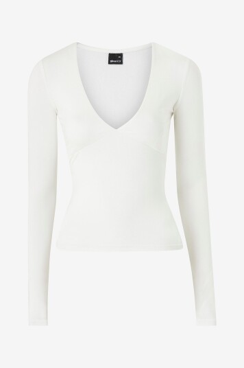 Gina Tricot Topp Soft Touch V-neck Hvit