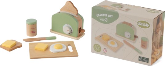 Dantoy Toaster Set Wood In Gift Box - 9 Pcs - Multi/patterned - ONE SIZE